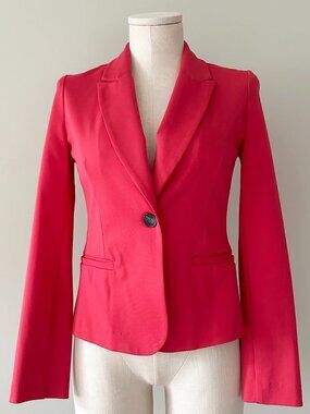 Red Blazer Jacket Womens Size S Jersey Fabric